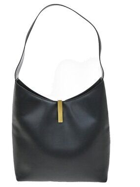 GUCCI Logo Shoulder Hobo Bag Leather Black GHW Italy 60YH905